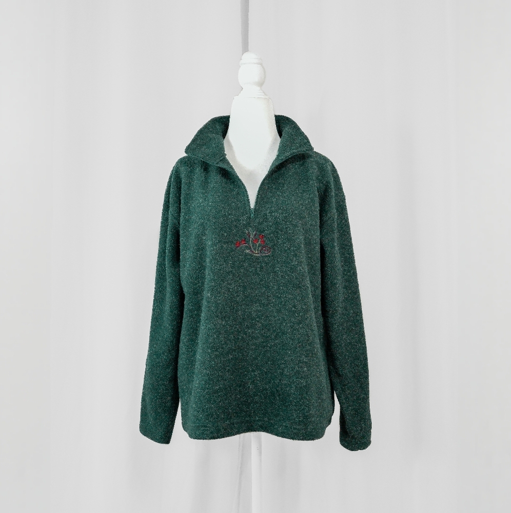 Vintage Victoria's Secret Country Green Quarter zip pullover sweater